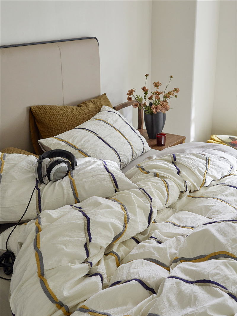 French Luxe Seersucker Stripe Cotton Set