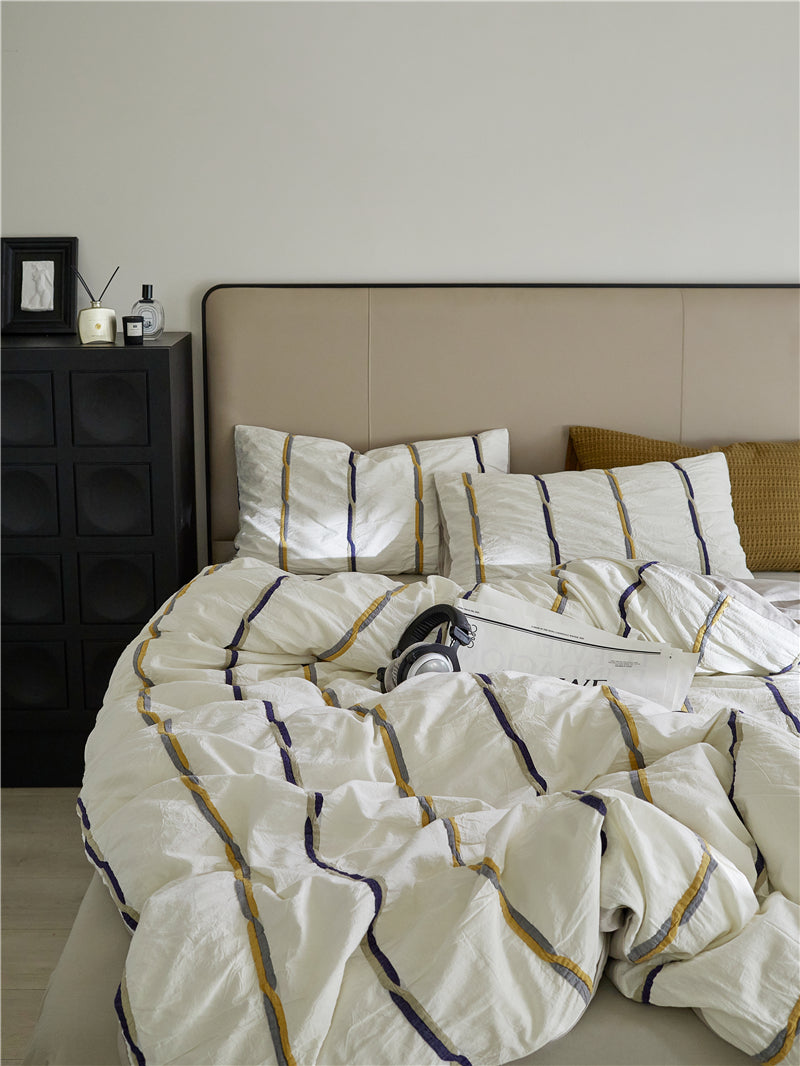 French Luxe Seersucker Stripe Cotton Set
