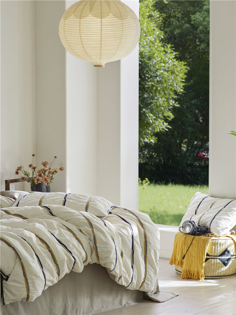 French Luxe Seersucker Stripe Cotton Set