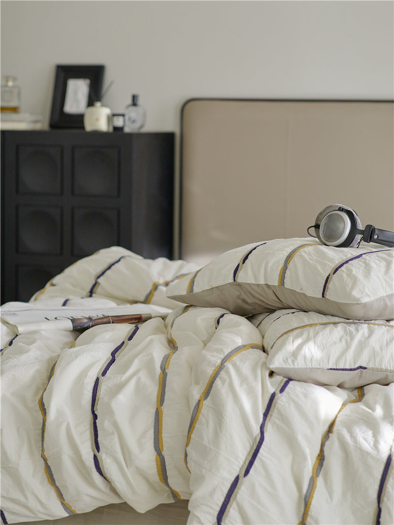 French Luxe Seersucker Stripe Cotton Set
