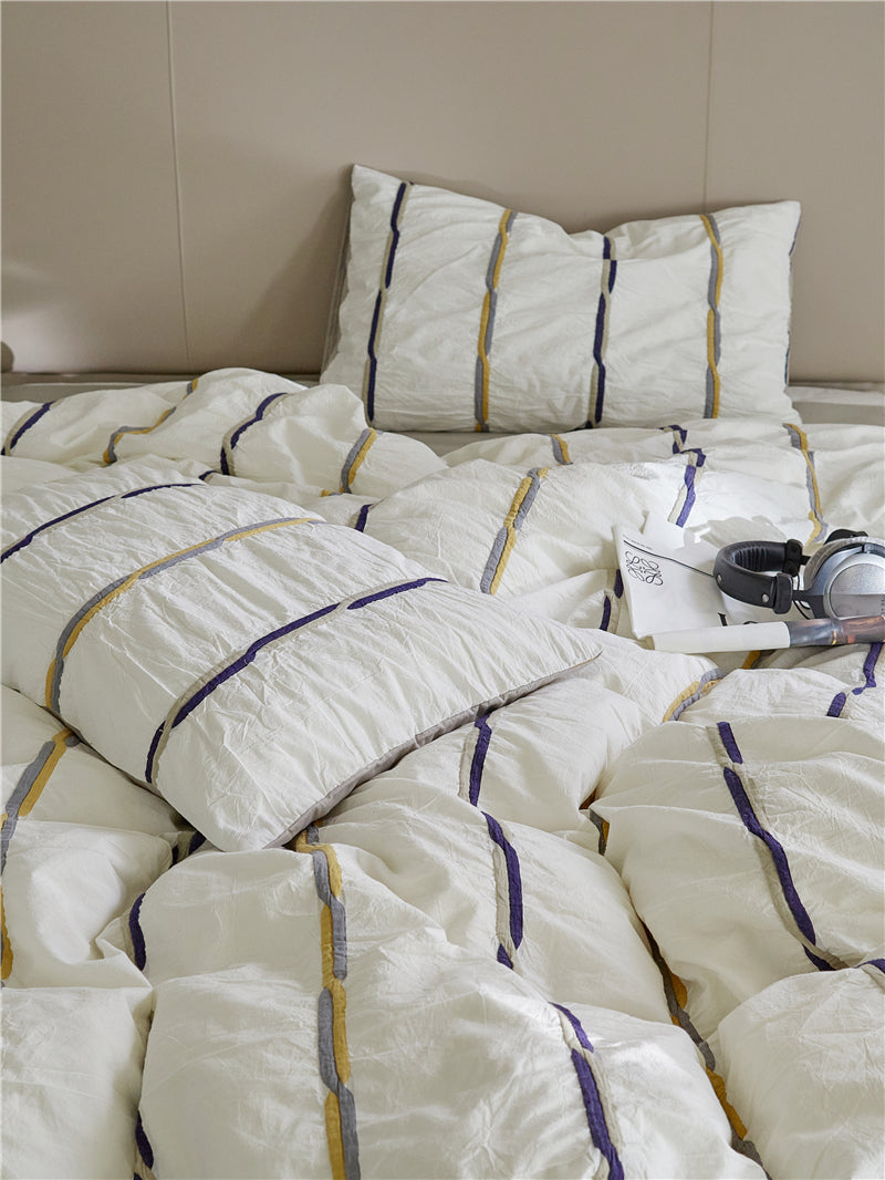 French Luxe Seersucker Stripe Cotton Set