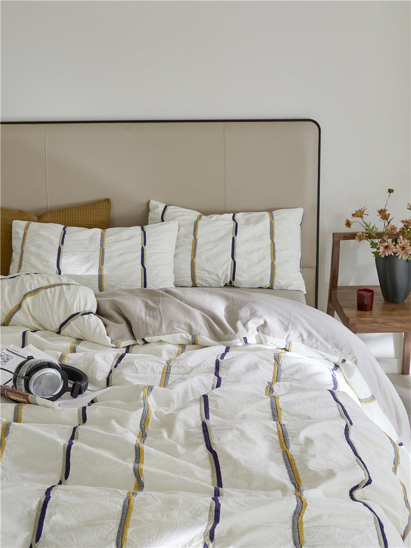 French Luxe Seersucker Stripe Cotton Set