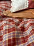 French Vintage Angora Red Plaid Set