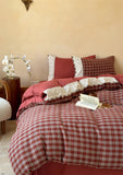 French Vintage Angora Red Plaid Set