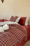 French Vintage Angora Red Plaid Set