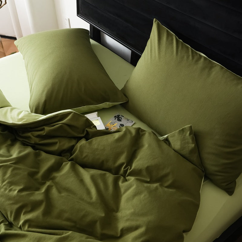 Pure Cotton Two-Tone Knitted Jersey Bedding Set
