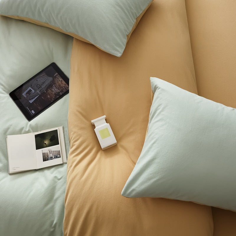 Pure Cotton Two-Tone Knitted Jersey Bedding Set