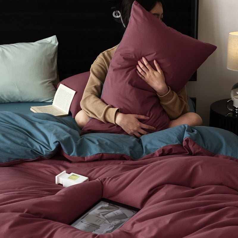 Pure Cotton Two-Tone Knitted Jersey Bedding Set