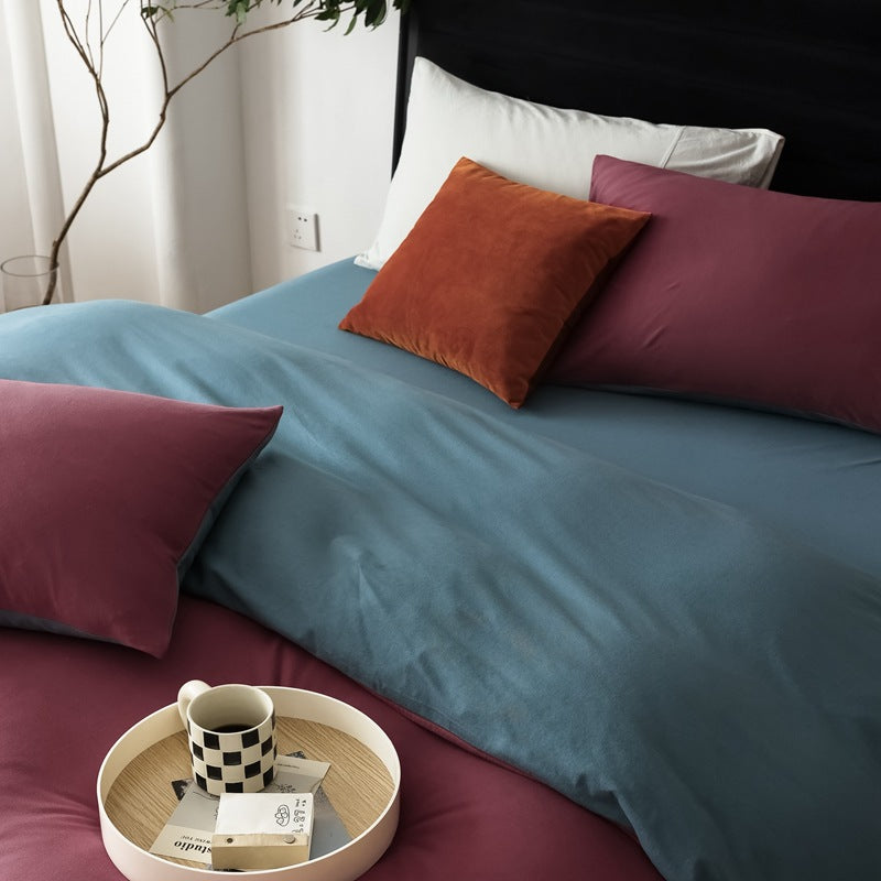 Pure Cotton Two-Tone Knitted Jersey Bedding Set