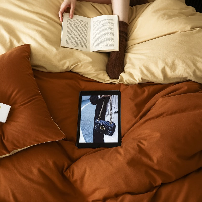 Pure Cotton Two-Tone Knitted Jersey Bedding Set