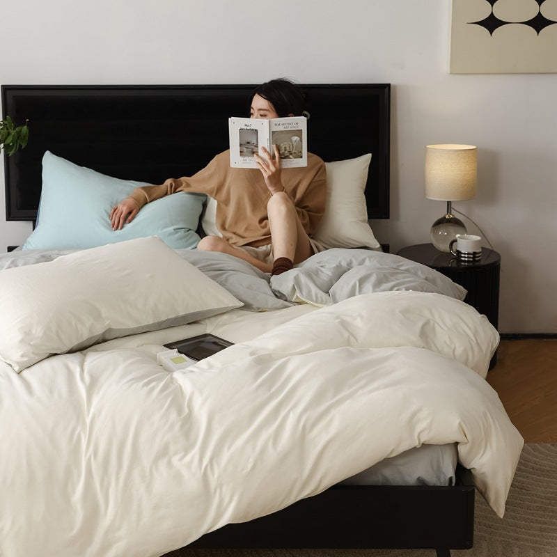 Pure Cotton Two-Tone Knitted Jersey Bedding Set