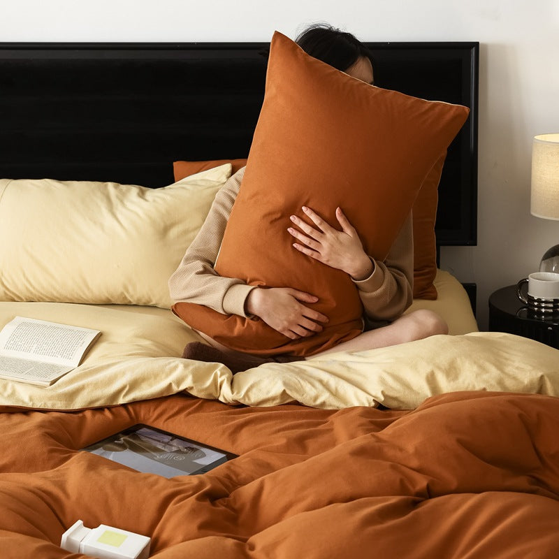 Pure Cotton Two-Tone Knitted Jersey Bedding Set