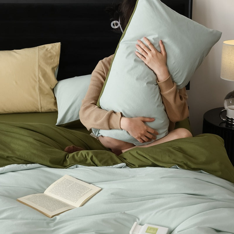 Pure Cotton Two-Tone Knitted Jersey Bedding Set