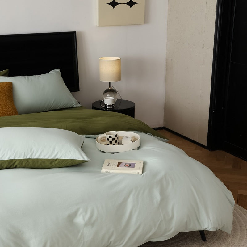 Pure Cotton Two-Tone Knitted Jersey Bedding Set