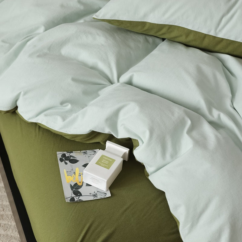Pure Cotton Two-Tone Knitted Jersey Bedding Set
