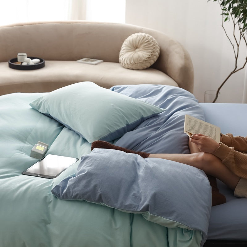 Pure Cotton Two-Tone Knitted Jersey Bedding Set