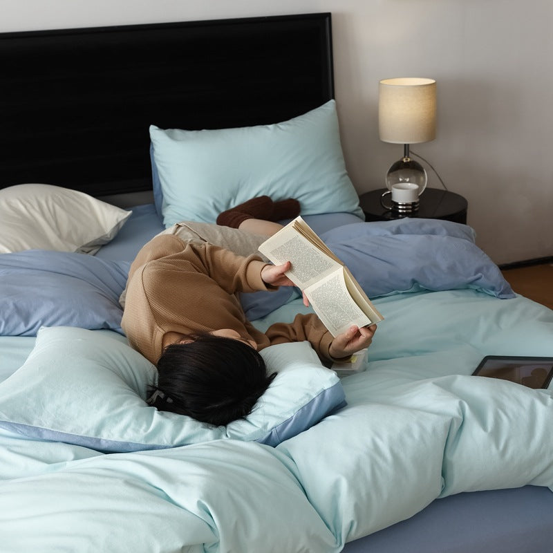 Pure Cotton Two-Tone Knitted Jersey Bedding Set