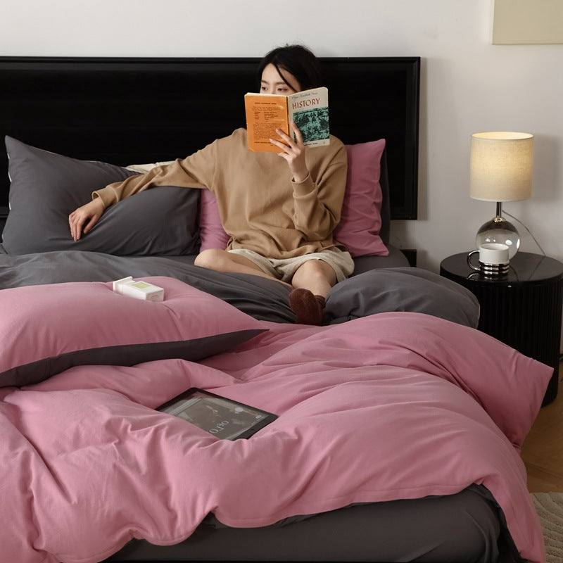 Pure Cotton Two-Tone Knitted Jersey Bedding Set