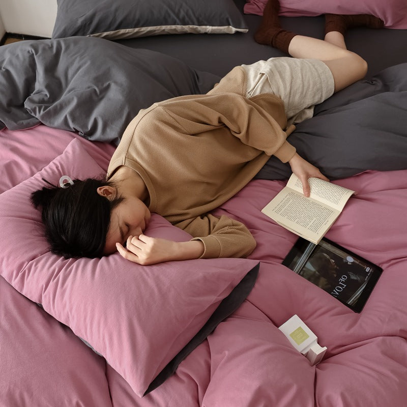 Pure Cotton Two-Tone Knitted Jersey Bedding Set