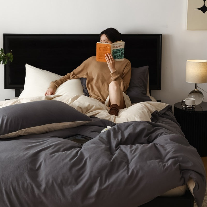 Pure Cotton Two-Tone Knitted Jersey Bedding Set