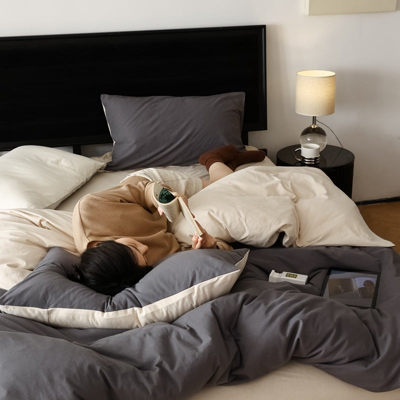 Pure Cotton Two-Tone Knitted Jersey Bedding Set