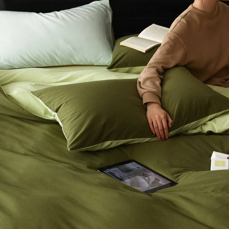 Pure Cotton Two-Tone Knitted Jersey Bedding Set