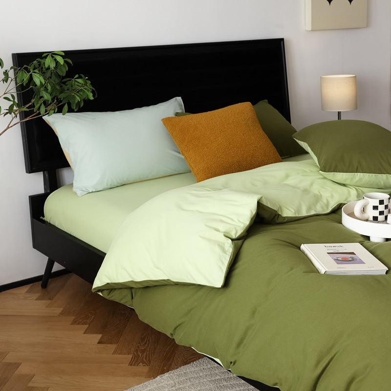 Pure Cotton Two-Tone Knitted Jersey Bedding Set