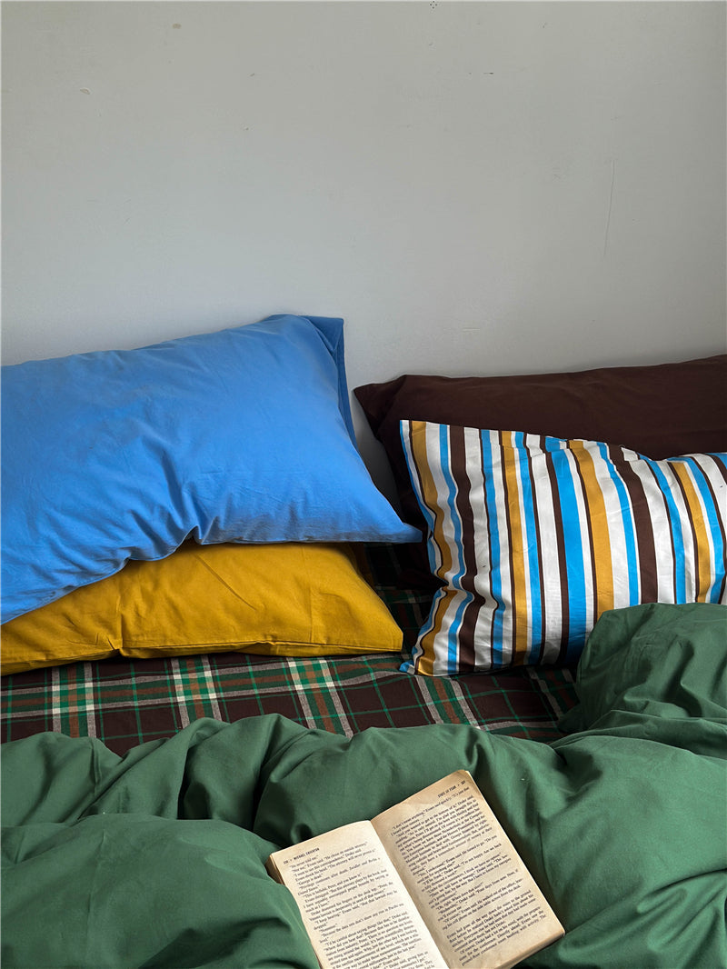 Retro Green Checkered Cotton Set