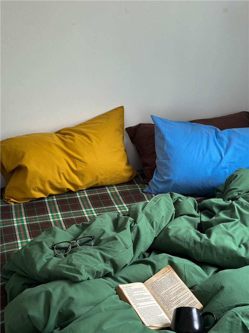 Retro Green Checkered Cotton Set