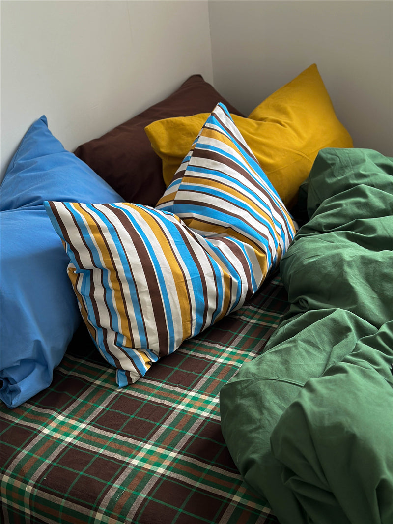 Retro Green Checkered Cotton Set